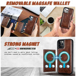 Niloska Magnetic Leather Wallet Case With Detachable Card Holder For Iphone 13 Pro Max Compatible With Kickstand All Magsafe Accessories 360º Shockproof Design