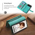 Compatible With Google Pixel 6 Pro Wallet Case 2 In 1 Magnetic Detachable Leather Case Zipper Flip Leather Wallet Case With 5 Card Slots And Wrist Strap Pixel 6 Pro Green