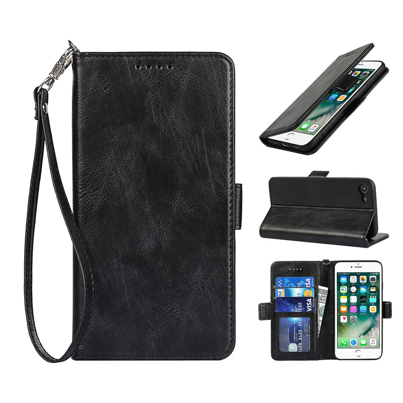 Cavor For Iphone 13 Pro Max Case Wallet Case With Card Slots Stand Magnetic Closure Protective Pu Leather Shockproof Tpu Kickstand Lanyard Flip Cover Black