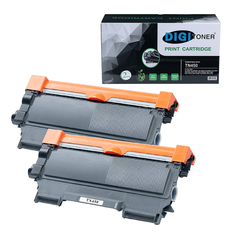 Compatible Tn450 Toner Cartridge Replacement For Brother Tn450 Tn 450 Black High Yield 2 Pack