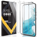 3 Pack Egv Screen Protector For Samsung Galaxy S22 Plus S22 5G Tempered Glass Screen Protector 9H Hardness Shockproof Easy Installation Frame In Display Fingerprint Compatible Anti Crack
