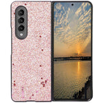 Zyky Glitter Phone Case For Galaxy Z Fold 3 Sparkling Leather Back Cover Protector Case Pc Hard Shockproof Protection Cover Shell Compatible With Samsung Galaxy Z Fold 3 5G Pink
