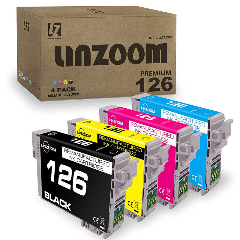 4 Pack T126 Ink Cartridge Replacement For Epson 126 T126 Combo Use For Epson Workforce 435 520 545 635 645 Wf 3520 Wf 3530 Wf 3540 Wf 7010 Wf 7510 Wf 7520 Stylu