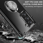 Compatible With Galaxy S22 Plus Ring Case Kickstand Holder Rotating Support Magnetic Car Holder Crystal Clear Soft Silicone Cover For Samsung Galaxy S22 Plus 6 6Inchblack