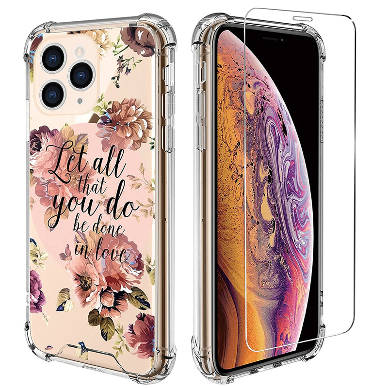 Kanghar Compatible With Iphone 13 Pro Max Case 2021 Christian Quotes Bible Verse Flower Floral Cute Pattern Screen Protector Cover Designed For Iphone 13 Pro Max Case For Girls Women 6 7 Inch