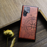 Carveit Wood Case For Galaxy S22 Ultra Case Hard Real Wood Soft Tpu Shockproof Protective Cover Unique Classy Wooden Case Compatible With Samsung S22 Ultra Vintage Compass Carving Rosewood