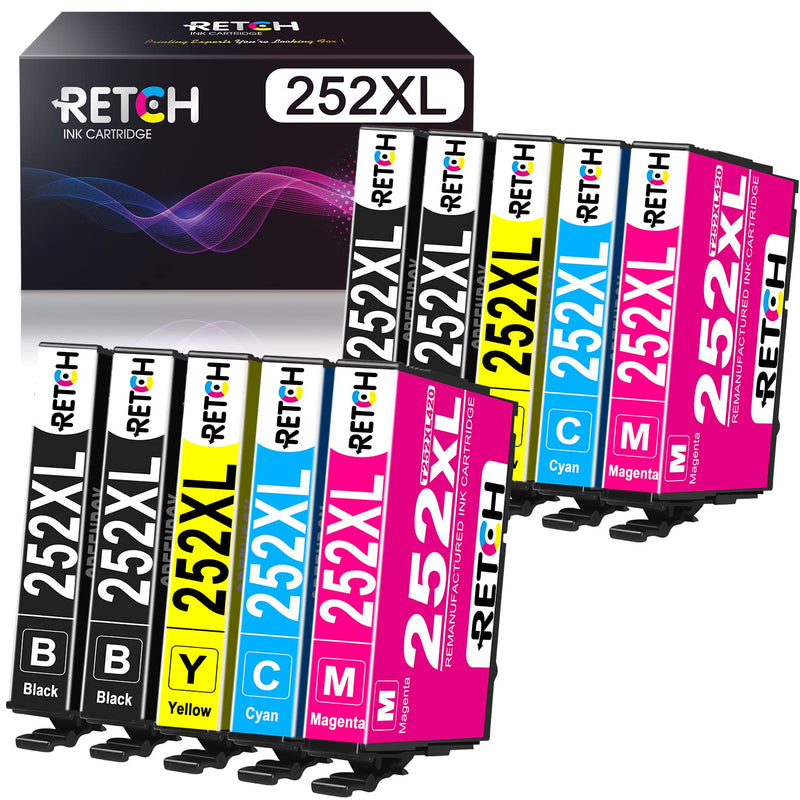 Ink Cartridge Replacement For Epson 252Xl T252Xl Used With Workforce Wf 3620 Wf 3640 Wf 7610 Wf 7620 Wf 7110 Wf 7710 Wf 7720 Wf 7210 Printer4Bk 2C 2M 2Y