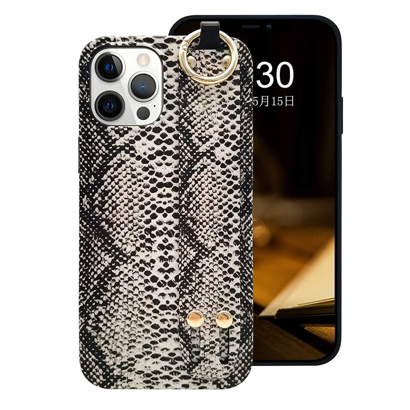 Guppy Compatible With Iphone 13 Pro Snake Skin Case Cool Crocodile Pattern Textured With Wrist Hand Strap For Woman Man Slim Lightweight Soft Bumper Protective Cover Case 6 1 Inch Black Ql3385 I13P 1