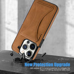 Newseego Compatible With Iphone 13 Pro Case With Card Holder Unique Design Luxury Leather Business Wallet Anti Slip Scratch Resistant Protective Cover With Kickstand Brown