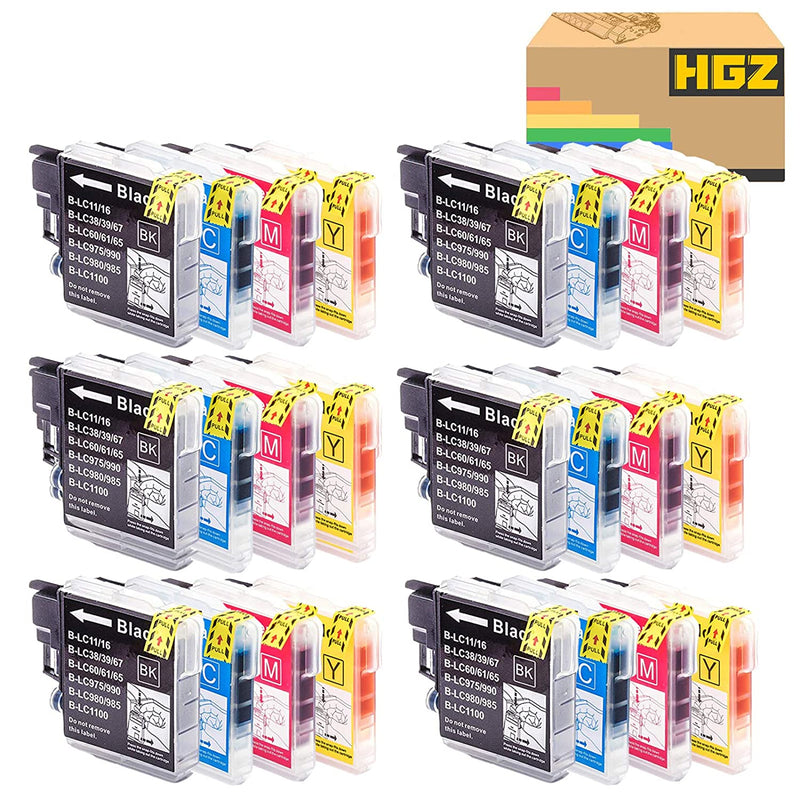 24 Pack Ink Cartridge Replacement For Lc61 Lc 61 Lc65 Xl To Use With Mfc J615W Mfc 5895Cw Mfc 290C Mfc 5490Cn Mfc 790Cw Mfc J630W 6 Black 6 Cyan 6 Magenta 6