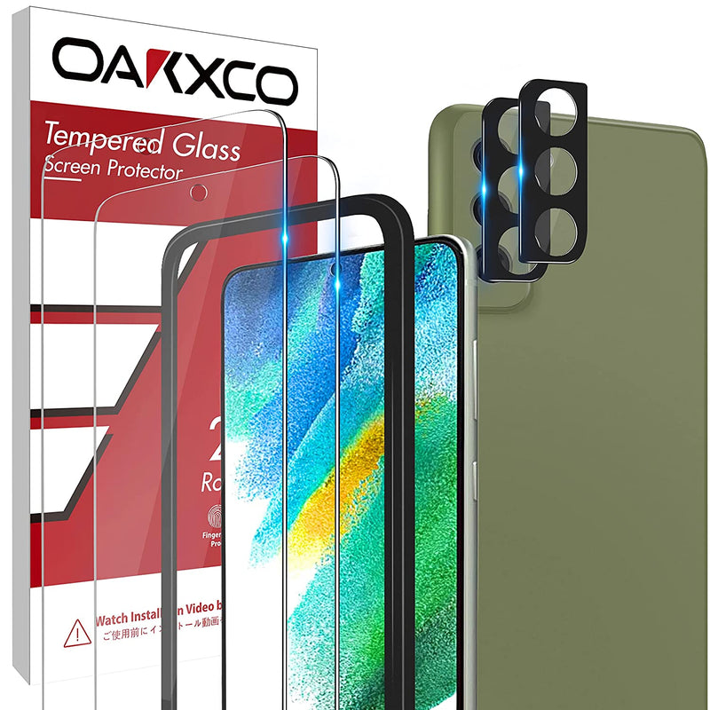 Fingerprint Compatible Oakxco 2 2 Pack Compatible With Samsung Galaxy S21 Fe 5G Tempered Glass Screen Protector Camera Lens Protector Easy Install Anti Scratch Bubble Free Not For Samsung S21