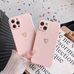 Hapitek Compatible With Iphone 13 Pro Max Case Pink Protective Camera Protection Heart Cute Women Girls Gold Luxury Silicone Case For Iphone 13 Pro Max With Glass Screen Protector
