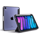 New Ipad Mini 6 Mocha 2021 Ultra Slim Clear Case With Pencil Holder Tri Fold Stand Cover Absorbs Shock Lightweight Black