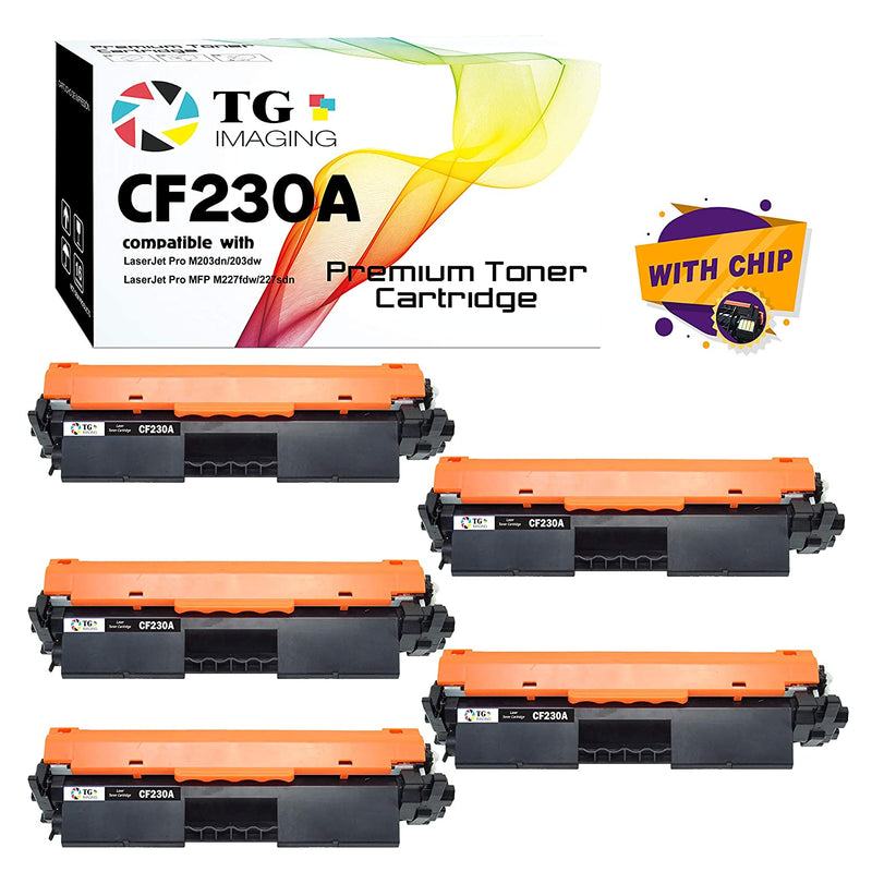 5 Pack Black Compatible With Toner Cartridge Hp 30A Cf230A Cf 230A Hp30A Worked In M203Dw M227Fdw M203Dn M227Fdn Printer