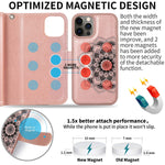Caseowl Wallet Case Compatible For Iphone 12 Pro Max Case Wallet Magnetic Detachable 2 In 1 Mandala Leather Flip Wallet With 9 Card Slots Hand Strap Compatible With Iphone 12 Pro Maxrose Gold