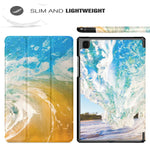 Spindrift Compatible With Samsung A7 Galaxy Tabsm T500 T505 T507 Water Sea Blue Wave Yellow 10 4 Inch Tablet Case With Auto Sleep And Wake Function