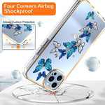Lsl Compatible With Iphone 13 Pro Case Clear Butterfly Shockproof Protective Silicone Hard Back Cover For Women Girls Plating Camera Lip Designed For Iphone 13 Pro 6 1 Inch 2021 Blue Butterfly