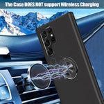 For Samsung Galaxy S22 Ultra Magnetic Kickstand Case Plastic Silicone Soft Inner S22 Ultra Case 360 Rotation Ring Holder Stand For Magnetic Car Mount Case For S22 Ultra 5G 2022 For Women Black