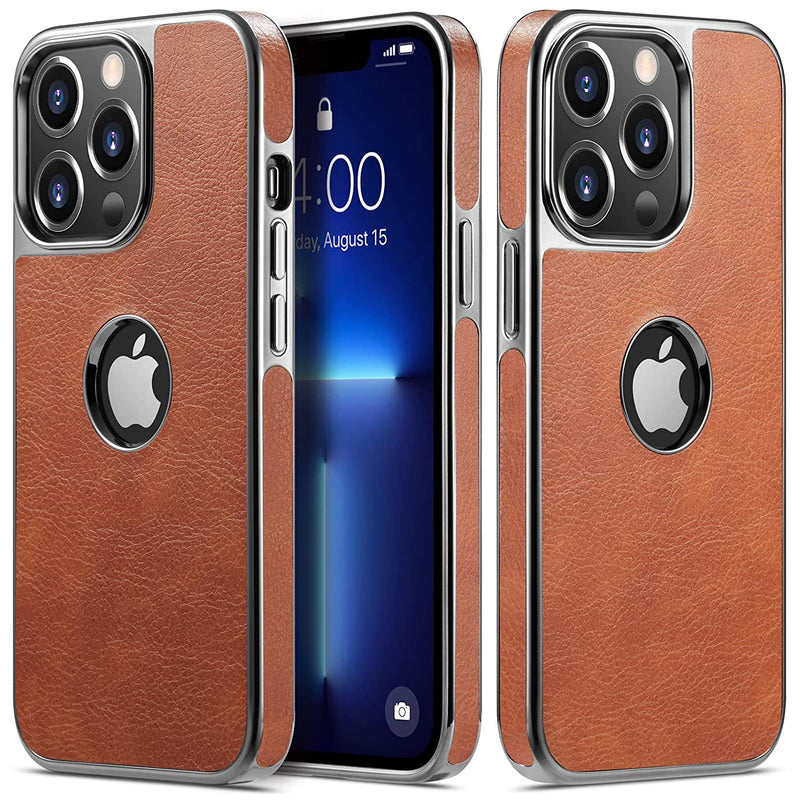 Moheyo Logo View Compatible With Iphone 13 Pro Case Slim Premium Vegan Leather Classic Luxury Elegant Thin Cover 2021 6 1 Brown
