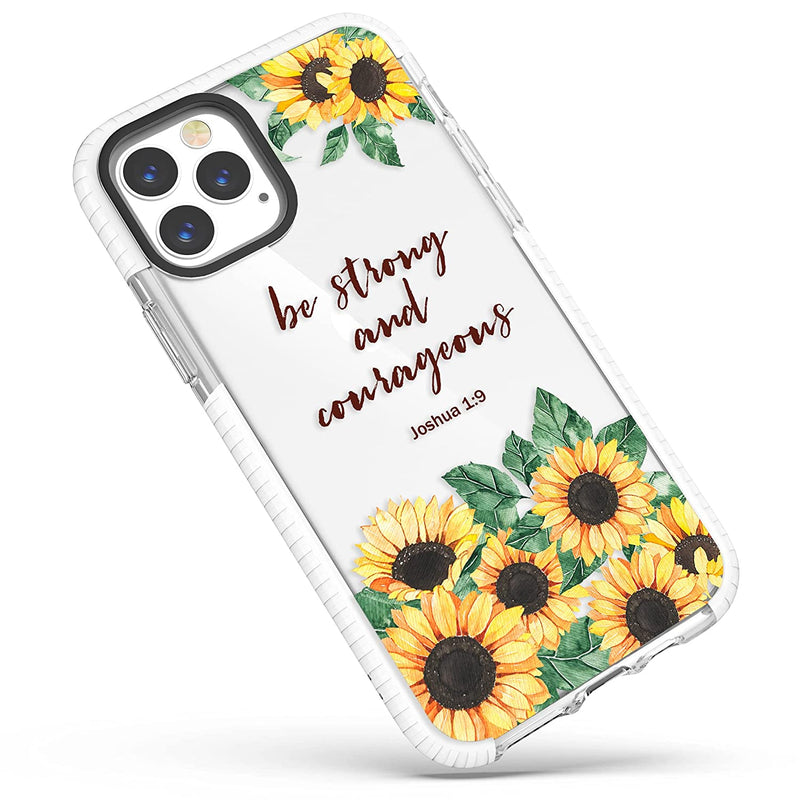 Clear Case Compatible With Iphone 13 Pro 6 1 Inch Girls Women Sunflower Floral Inspirational Scripture Bible Verses Christian Quotes Joshua 1 9 Soft Shockproof Protective Case For Iphone 13 Pro