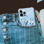 Designed For Iphone 13 Pro Max Case 6 7 Inch 2021 Clear Floral Soft Flexible Tpu Shockproof Protective Cover Blue