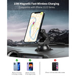 Magnetic Wireless Car Charger Dooda 15W Fast Charging Wireless Air Vent Dashboard Car Charger For Iphone 13 13 Pro 13 Pro Max 13 Mini 12 12 Pro 12 Pro Max 12 Mini With Phone Case Magnet Sticker