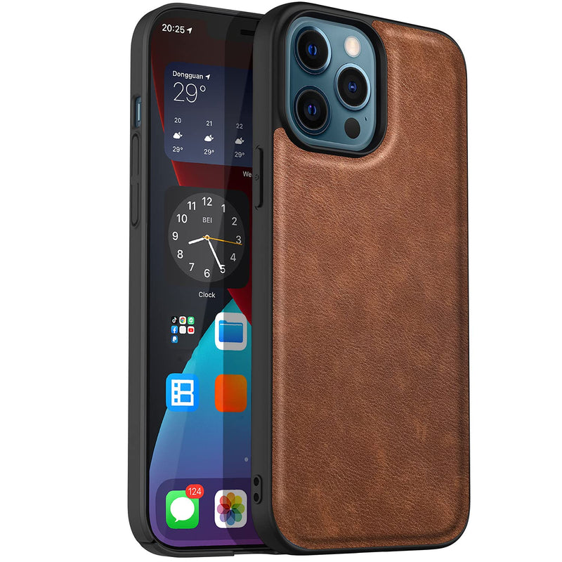 Yuyib Compatible With Iphone 13 Pro Max Case Luxury Pu Leather Non Slip Grip Rugged Bumper Shockproof Full Body Protective Cover Phone Cases For Iphone13 Pro Max 6 7 Inch 2021 Brown