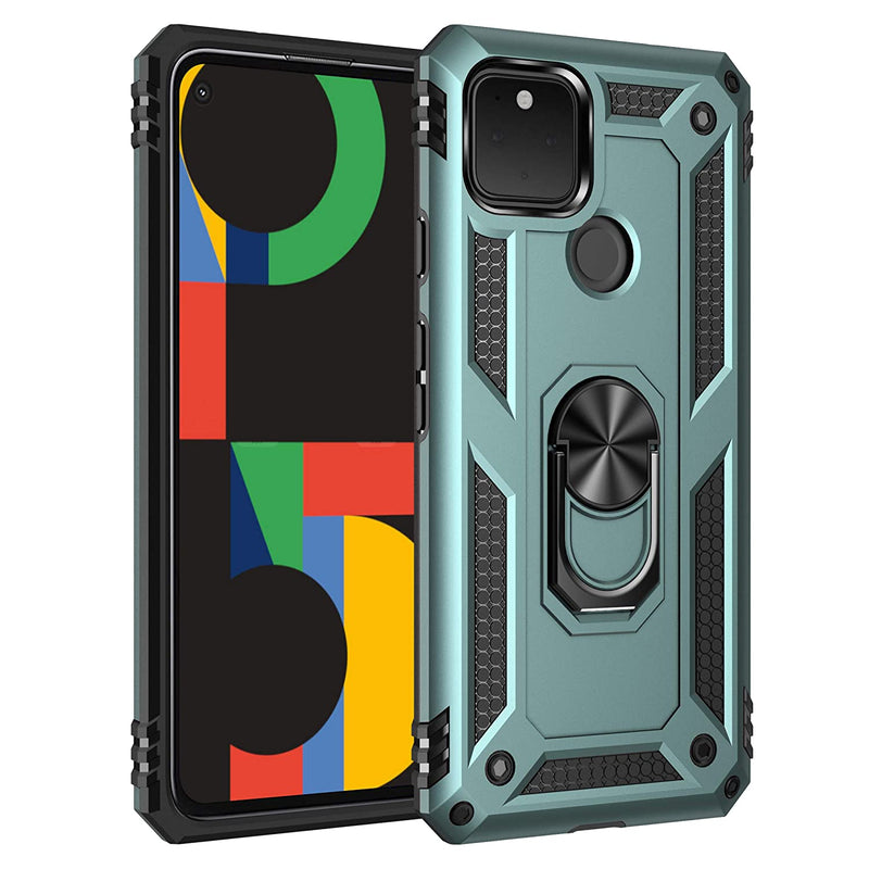 Korecase Compatible With Google Pixel 3A Xl Case Extreme Protection Military Armor Dual Layer Protective Cover With 360 Degree Swivel Ring Kickstand Jade Green