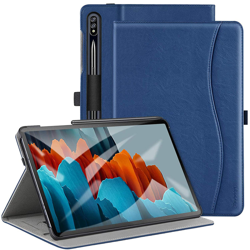 Ztotop Case For Samsung Galaxy Tab S7 11 Inch Tablet 2020 Pu Leather Folding Stand Cover For Sm T870 T875 With Auto Sleep Wake Multiple Viewing Angles Support S Pen Wireless Charging Navy Blue