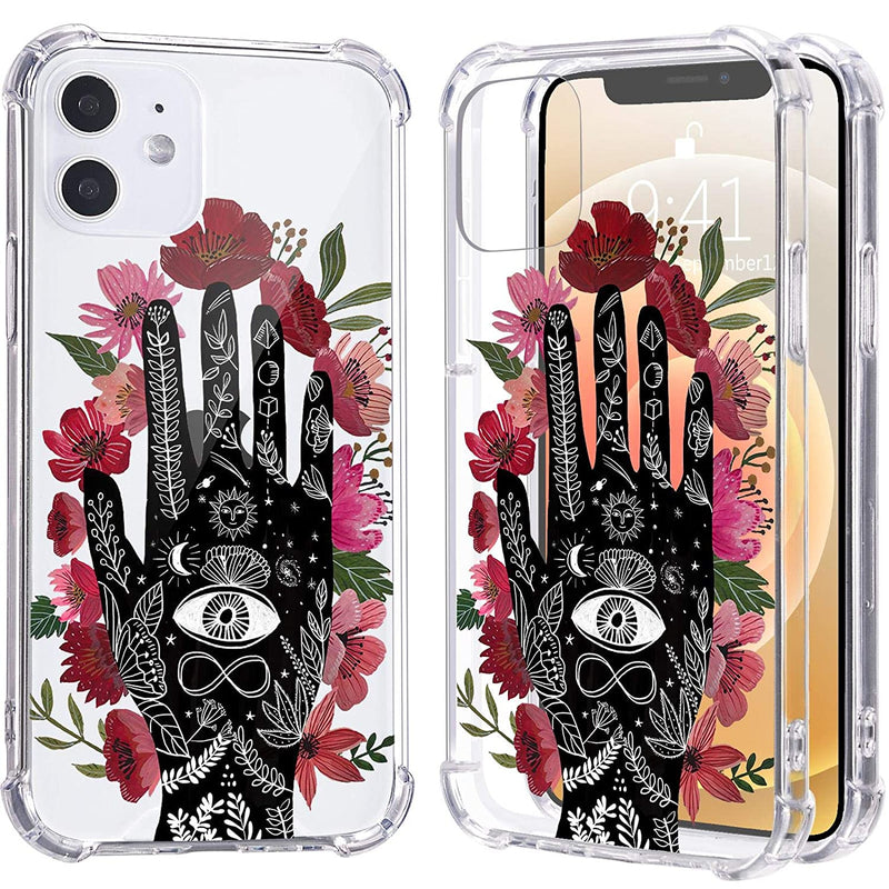 Lugeke Hamsa Hand Print Case For Iphone 11 Evil Eyes Soft Tpu Flexible Full Body Airbag Shockproof Case Cover For Women Girls Transparent Anti Scratch Bumper Protection Phone Case