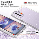 Duedue Samsung Galaxy S21 Fe 5G Case Glitter Bling Shockproof 3 In 1 Heavy Duty Hybrid Hard Pc Transparent Tpu Bumper Cover Full Body Protective Phone Case For Samsung S21 Fe 5G Clear