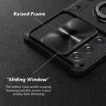 Cloudvalley For Galaxy S21 Ultra Case With Camera Cover Kickstand Slide Lens Protection 360 Ring Stand Impact Resistant Shockproof Protective Bumper Case For Samsung S21 Ultra 5G Black