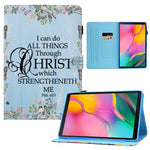Galaxy Tab A 10 1 2019 Case Sm T510 T515 Bible Verse Philippians 4 13 Blue Design Card Slot Pu Leather Soft Tpu Protective Case With Pen Holder Auto Wake Sleep For Samsung Galaxy Tab A Tablet 10 1