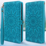 Harryshell Detachable Magnetic 12 Card Slots Wallet Case Pu Leather Flip Protective Cover Wrist Strap For Samsung Galaxy S21 Ultra 5G 6 8 Inch2021 Flower Blue