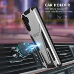 Makavo For Samsung Galaxy A13 5G Case With Stand Hybrid Dual Layer Heavy Duty Military Grade Armor Defender Sleek Touch Protective Phone Cover Work With Magnetic Car Holder Silver