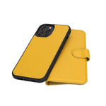 Bayelon Case For Iphone 12 Pro Max Full Grain Leather Wallet Case 2In1 Detachable Magnetic Flip Cover With Card Slots Kickstand Magsafe Compatible Floater Yellow