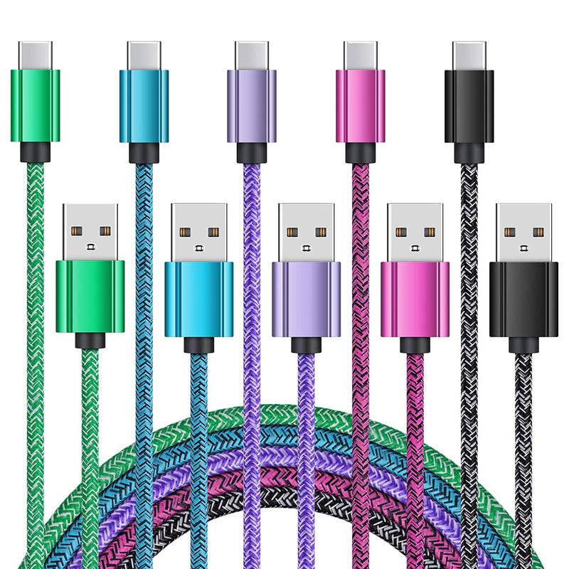 Usb C Cable Fast C Type Charging Cord 5Pack 6Ft Android Usb C Charging Cable Braided Phone Charger For Samsung Galaxy S22 S21 Ultra S21 S20 Fe Note 20 Ultra A13 A02S A12 A32 A42 A52 A10E S10 S9 S8