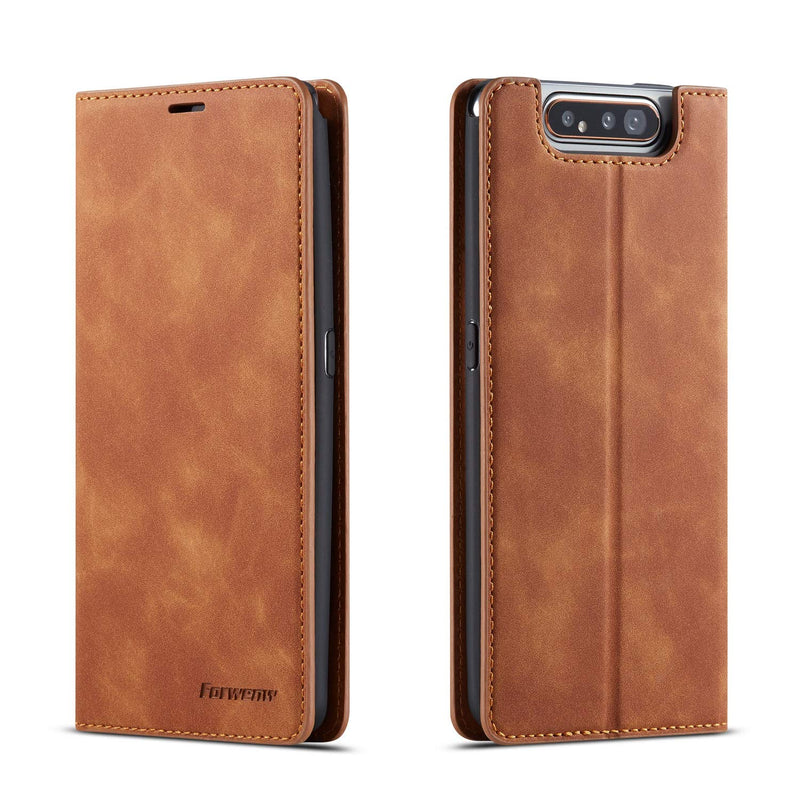 Samsung Galaxy A90 Case A80 Case Premium Pu Leather Cover Tpu Bumper With Card Holder Kickstand Hidden Magnetic Adsorption Shockproof Flip Wallet Case For Samsung Galaxy A90 A80 Brown