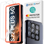 Fingerprint Compatible2 22 Pack Soft Glass Screen Protector For Samsung Galaxy S22 Plus 5G Screen Protector 2 Packcamera Lens Protector For Samsung Galaxy S22 Plus 9H Hybrid Material Easy Installation With Alignmentanti Scratchcase Frie