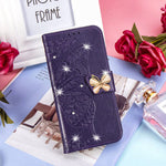 Monwutong Wallet Case For Iphone 13 Pro Max 3D Butterfly Pattern Pu Leather Case With Strong Magnetic Clasp And 3 Card Slots Holder Cover For Iphone 13 Pro Max 6 7 Hzd Rhinestone Purple