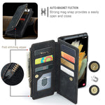 Ueebai Wallet Case For Samsung Galaxy S21 5G Premium Handmade Pu Leather Phone Case Card Slots Magnetic Closure Zipper Pocket Kickstand Cover Vintage Shockproof Flip Case Black