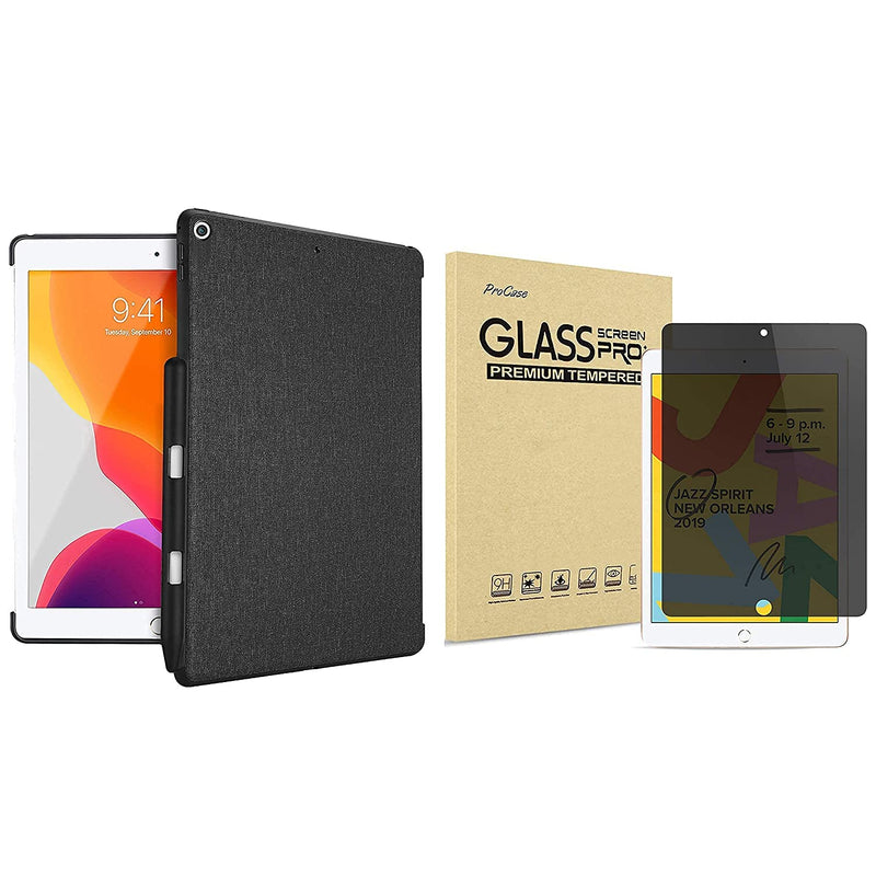 New Procase Ipad 10 2 7Th Generation 2019 Back Case With Pencil Holder Bundle With Ipad 10 2 7Th Gen 2019 Privacy Screen Protector