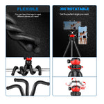 Flexible Phone Tripod For Iphone Android Gopro Camera Portable Adjustable Phone Tripod Stand Holder With Wireless Remote For Selfies Vlogging Live Streaming Video Recording Makeup Adventure