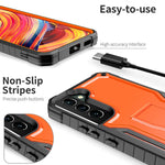Exoguard For Samsung Galaxy S22 Plus Case Rubber Shockproof Heavy Duty Case With Screen Protector For Samsung S22 Plus Phone Built In Kickstand Orange
