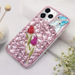 Guppy For Iphone 13 Pro Max 3D Diamond Case For Women Girls Luxury Bling Butterfly Rose Shiny Sparkle Rhinestone Pearl Crystal Soft Silicone Rubber Protective Cover 6 7 Inch Pink Ql3215 I13Pm 2