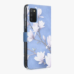 Kwmobile Wallet Case Compatible With Samsung Galaxy A03S Case Faux Leather Cover Magnolias Taupe White Blue Grey