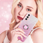 Kswous For Galaxy S22 Plus Case Shockproof Glitter Sparkly Bling Pink Protective Cover With Kickstand For Women Girls Slim Military Grade Protection Dust Proof Case For Samsung S22 Pluspink