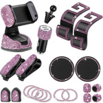 Car Accessories For Women Bling Car Accessories Set Bling Car Phone Holder Mount Bling Dual Usb Car Charger Car Coasters Bling Glasses Holders Purple