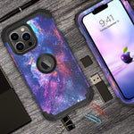 Duedue Iphone 13 Pro Max Case Nebula Space Slim Heavy Duty Rugged Shockproof 3 In 1 Hybrid Hard Pc Covers Soft Silicone Bumper Full Body Phone Protective Case For Iphone 13 Pro Max 6 7 Purple Black