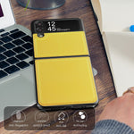 Joyye Case For Samsung Galaxy Z Flip 3 5G 2021 Genuine Real Leather Cover Protective Shell Slim Fit Phone Case For Galaxy Z Flip3 Yellow